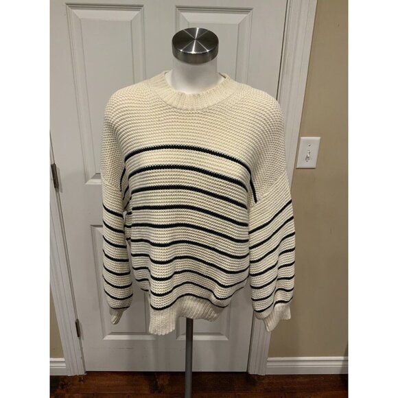 Alex Mill Cream & Navy Striped Button Back Sweater, Size XL $150 Size XL - Picture 4 of 12